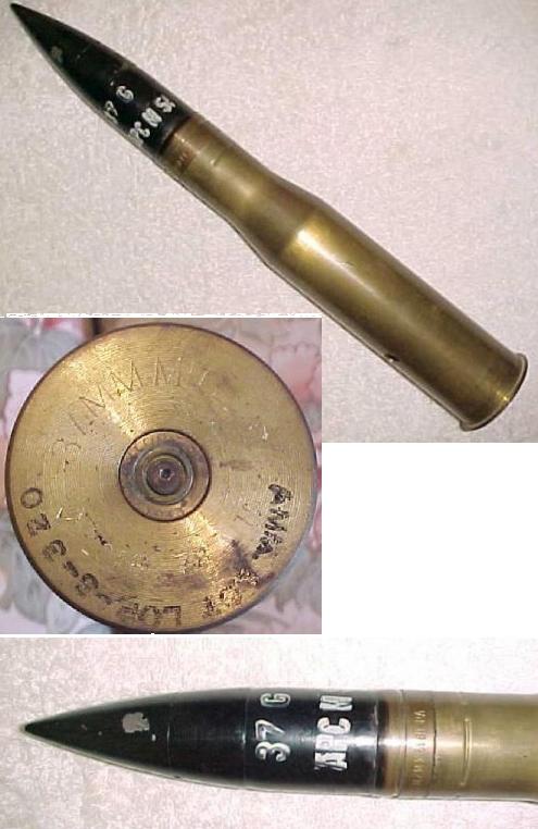 US WW2 M51 37mm APC Tank Shell